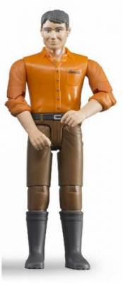 BRUDER 60007 B-world figurka muž brunet s holínkami, hnědé kalhoty