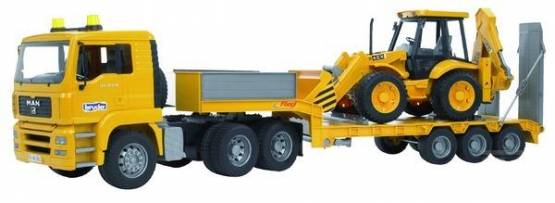 BRUDER 2776 Nákladní auto MAN návěs + traktor JCB 4CX