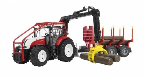 BRUDER 3093 Lesní traktor Steyr 6230 s přepravníkem na dřevo