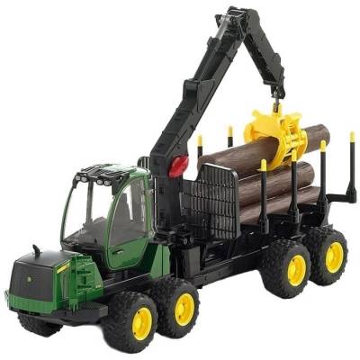 BRUDER 2133 Lesnický traktor John Deere 1210E s přívěsem na dřevo