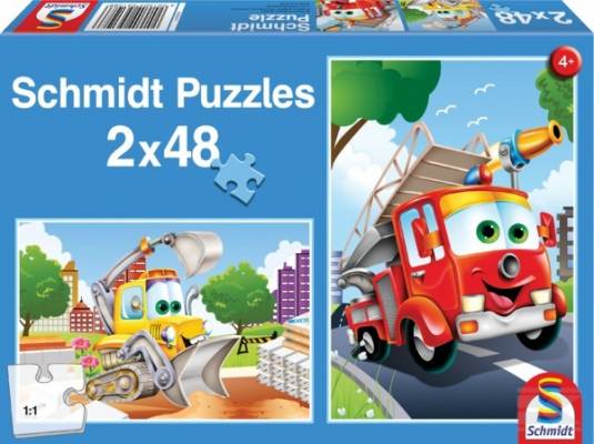 SCHMIDT 56108 Puzzle Veselá auta 2x48 dílků 