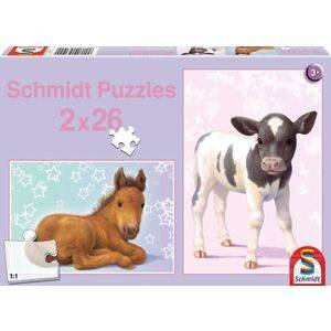 SCHMIDT 56100 Puzzle Hříbě a telátko 2x26 dílků