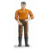 BRUDER 60007 B-world figurka muž brunet s holínkami, hnědé kalhoty