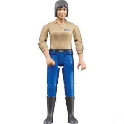 BRUDER 60406 B-world figurka žena bruneta, modré kalhoty
