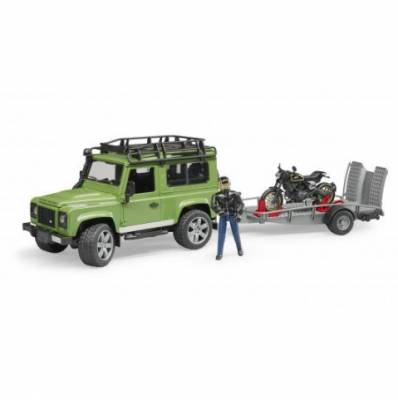 BRUDER 2598 Land Rover Defender s motorkou Ducati a figurkou
