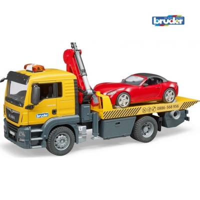 BRUDER 3750 MAN TGS odathová služba s autem roadster