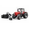 BRUDER 2046 Traktor Massey Ferguson 7480 s nakladačem a přívěsem na dřevo